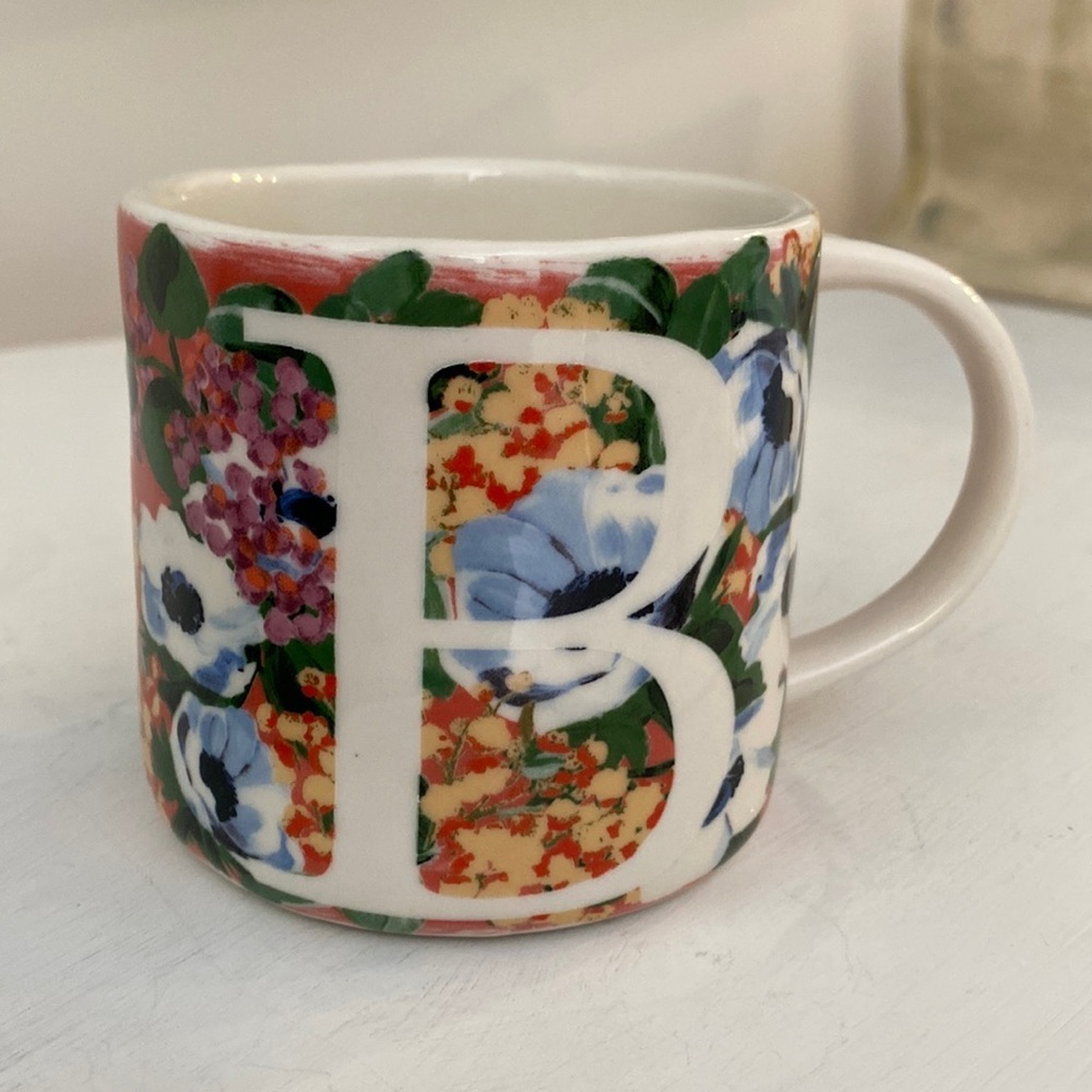 Anthropologie Initial B Floral Mug EUC